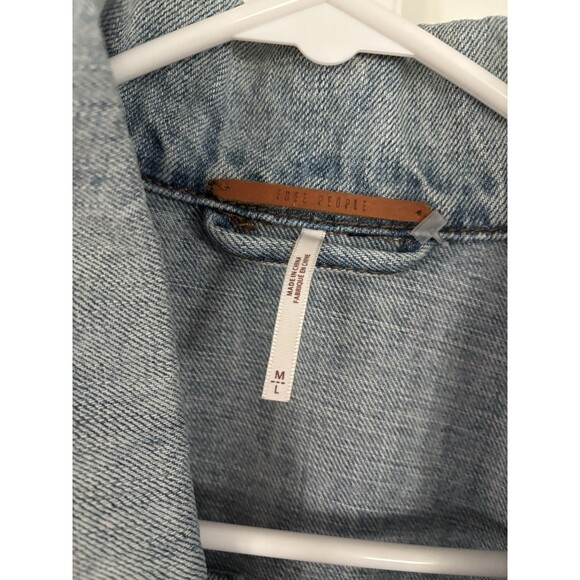 Free People Jean Jacket Women’s M-L  Deconstructed Trucker Jacket Fall Winter - Picture 4 of 7